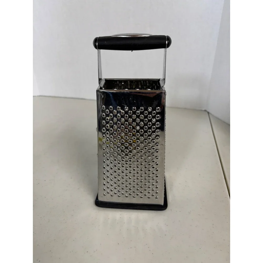 Oneida Stainless Steel Box Grater 4-Sided Cheese Shredder Vegetable Slicer Black